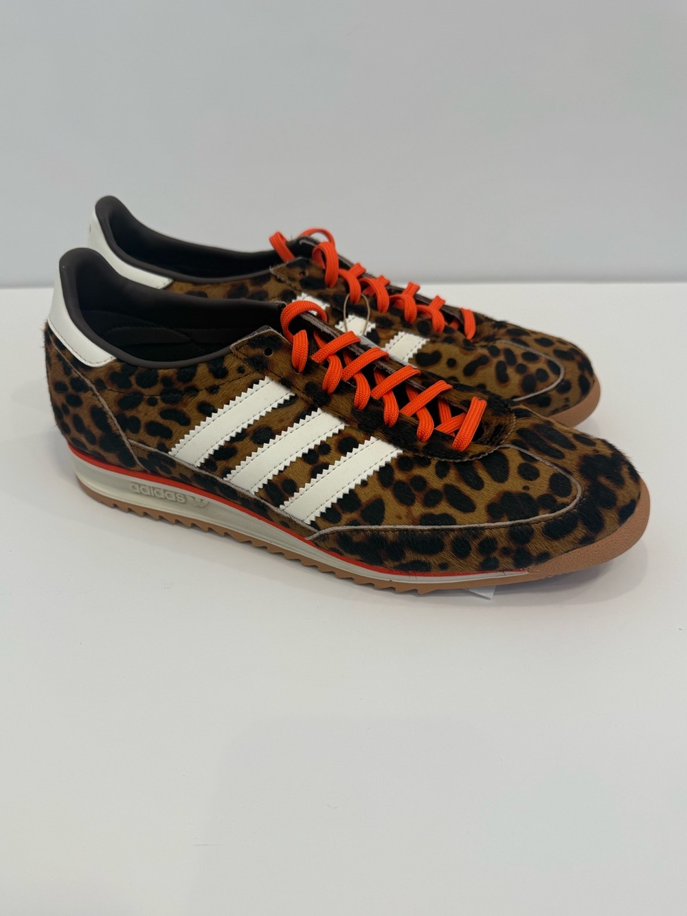 NWT adidas SL 72 OG Women’s Leopard Print Cow Fur Sneakers White Stripes 8.5